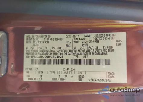 2017 Ford Escape Titanium from USA, damaged, VIN 1FMCU9J96HUE04925